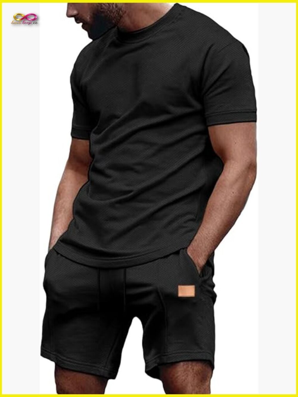 Men's 2 Piece Outfit Anti-Wrinkle Tee and Shorts Summer Beach Lounge Workout Set